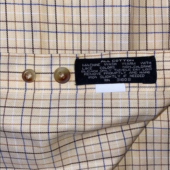 Joseph A. Bank Yellow Plaid Button Down Shirt | Sz M - Picture 4 of 5